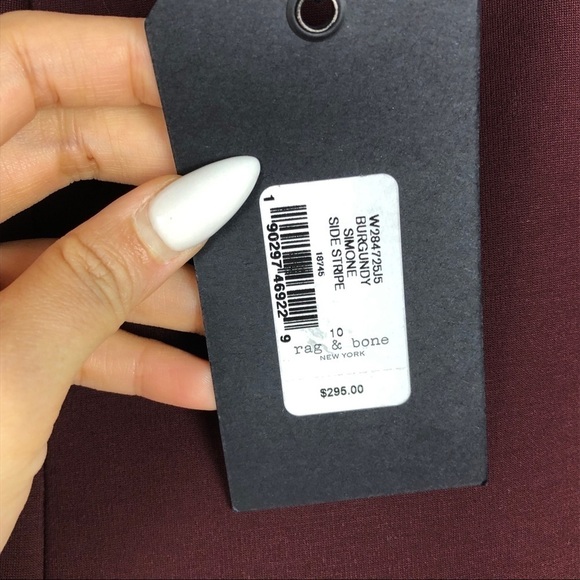 NWT rag & bone Simone Side Striped pants in Burgundy - Picture 5 of 11